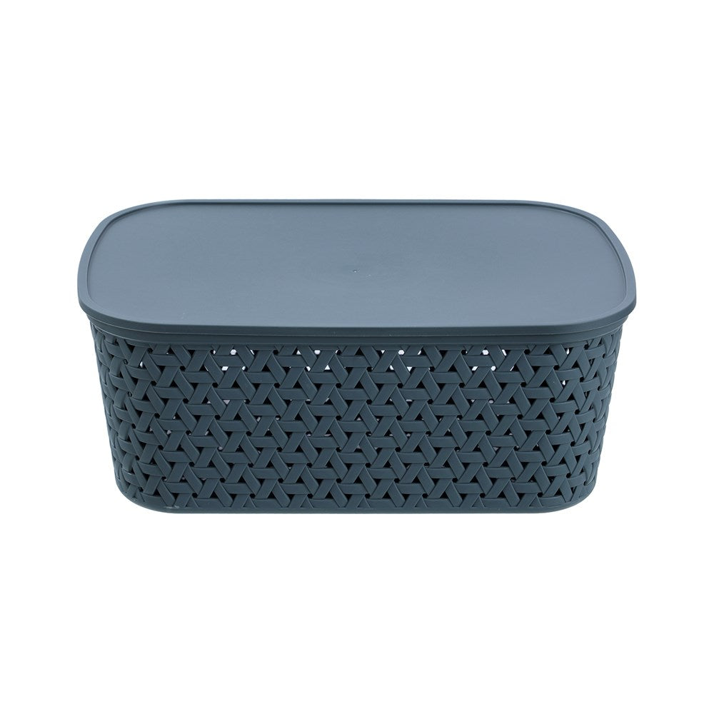 Rattan Lidded Basket 15L