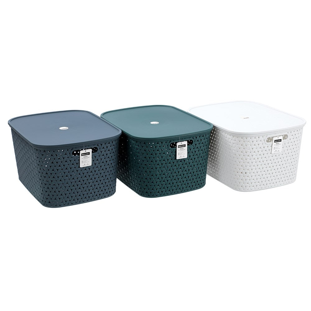 Rattan Lidded Basket 26L