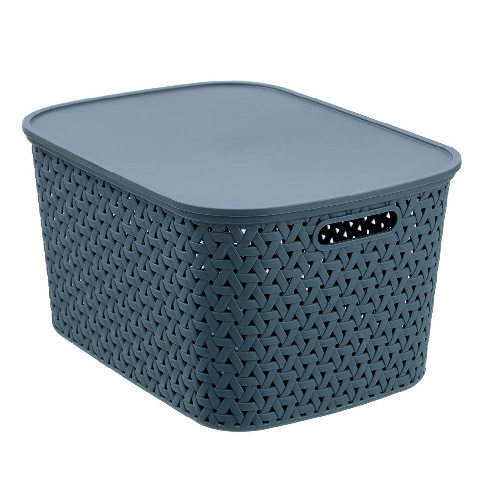 Rattan Lidded Basket 26L