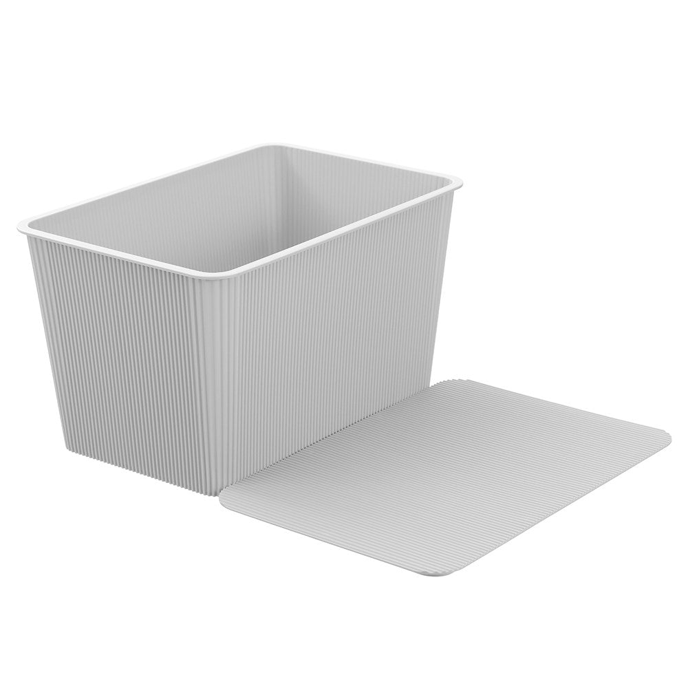 Ribbed Lidded Storage Basket 15L
