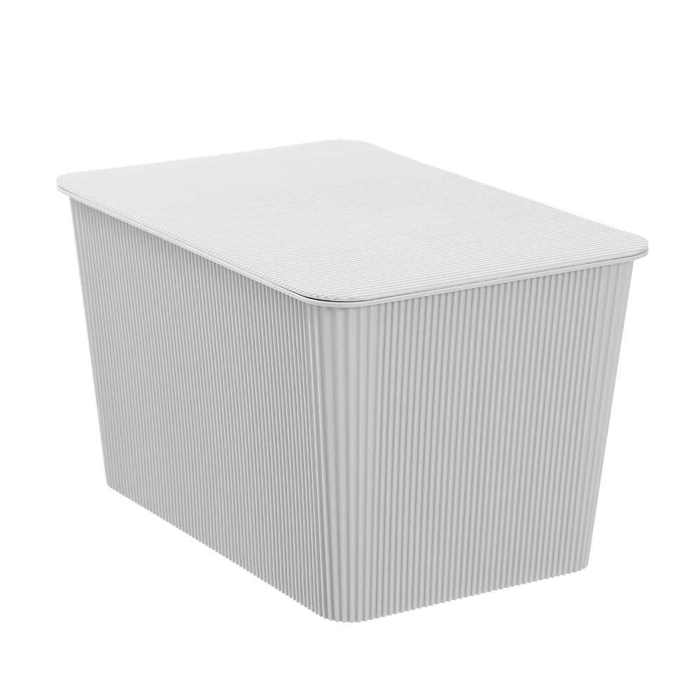 Ribbed Lidded Storage Basket 15L