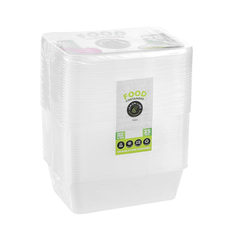 Reusable Food Container 750ml - 25 Pack