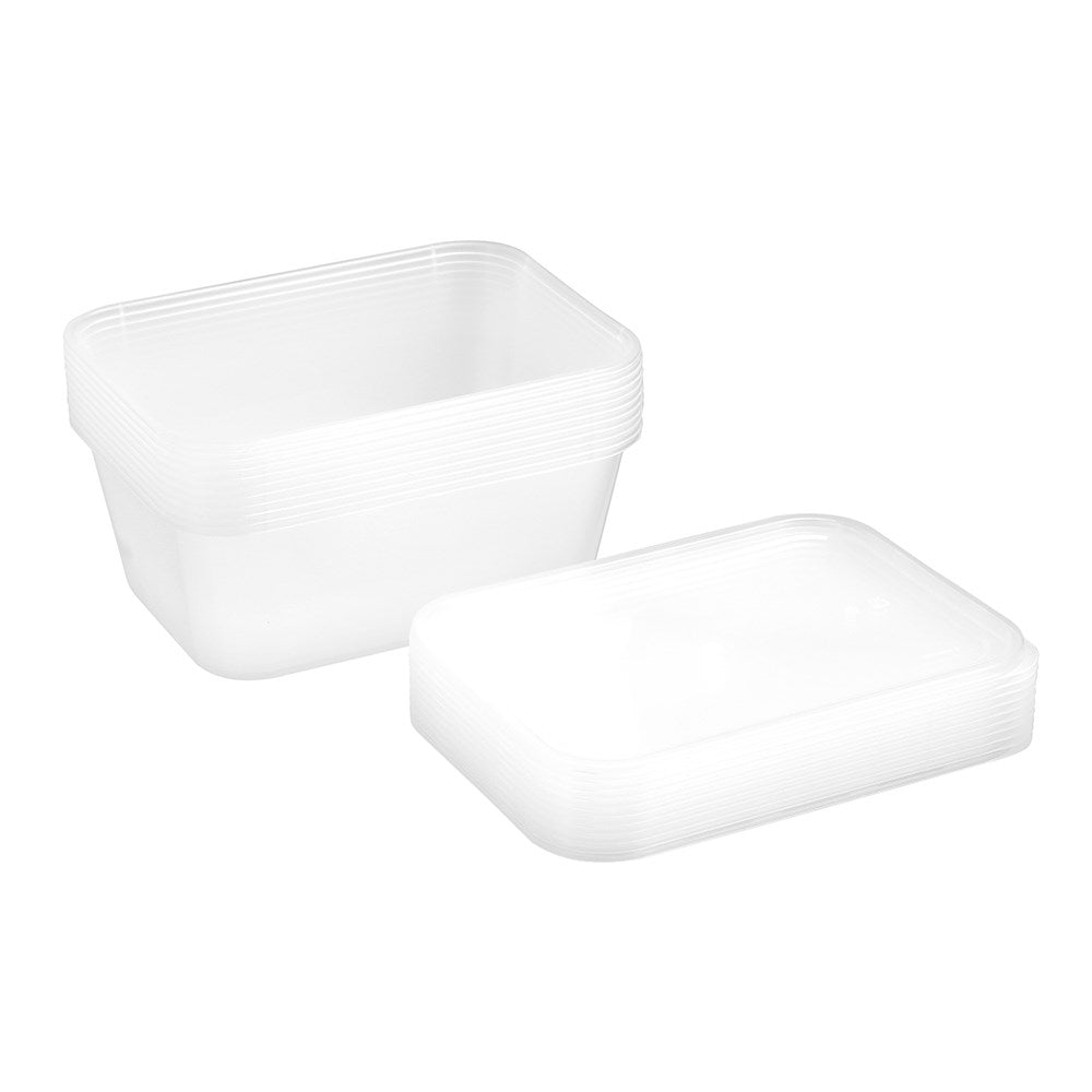 10 Pack Rectangle Reusable Food Container 1.5L