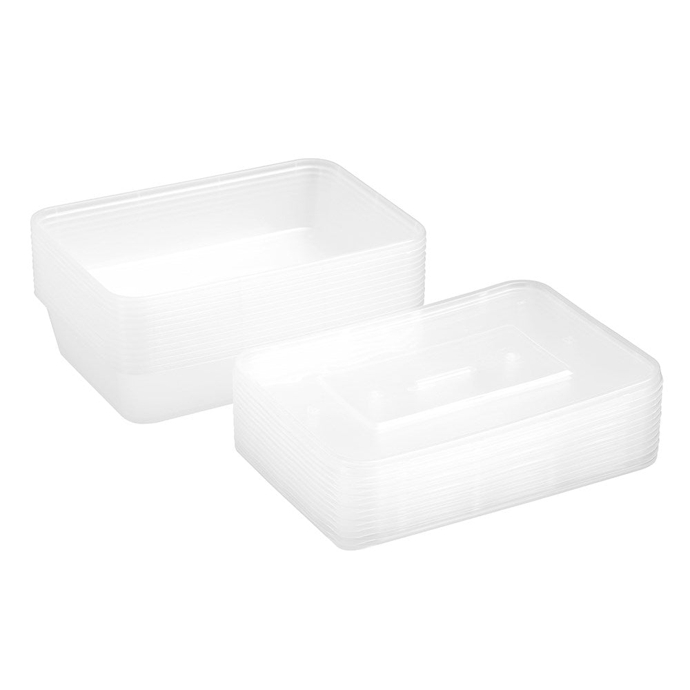 12 Pack Rectangle Reusable Food Container 500ml