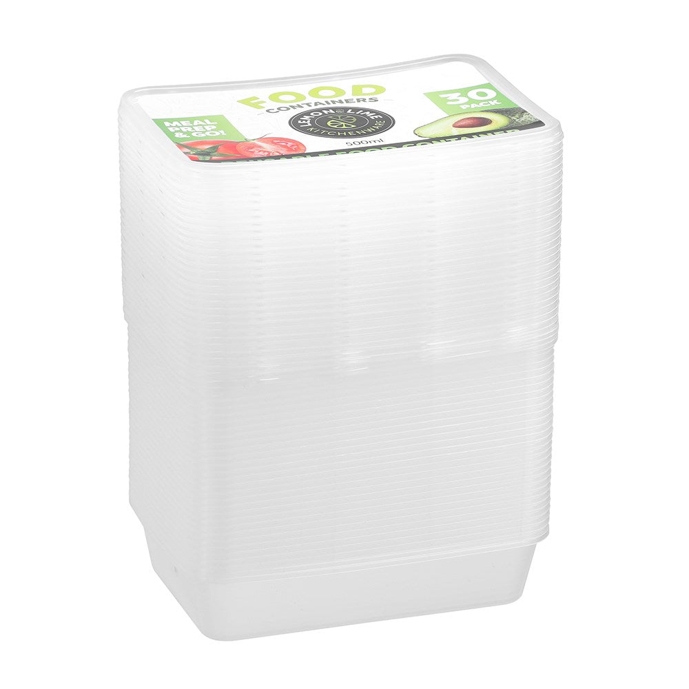 30 Pack Reusable Food Container 500ml