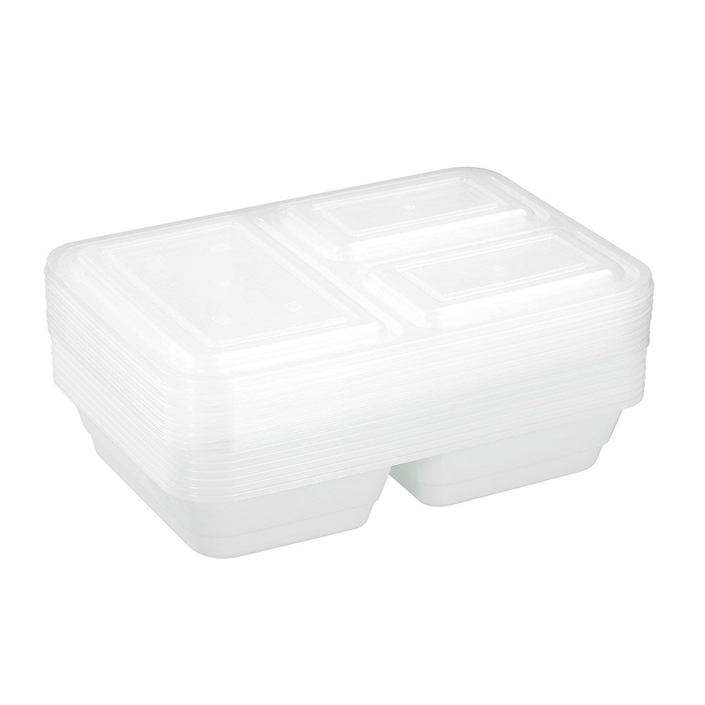 8 Pack 3 Section Reusable Food Prep Container 1200ml