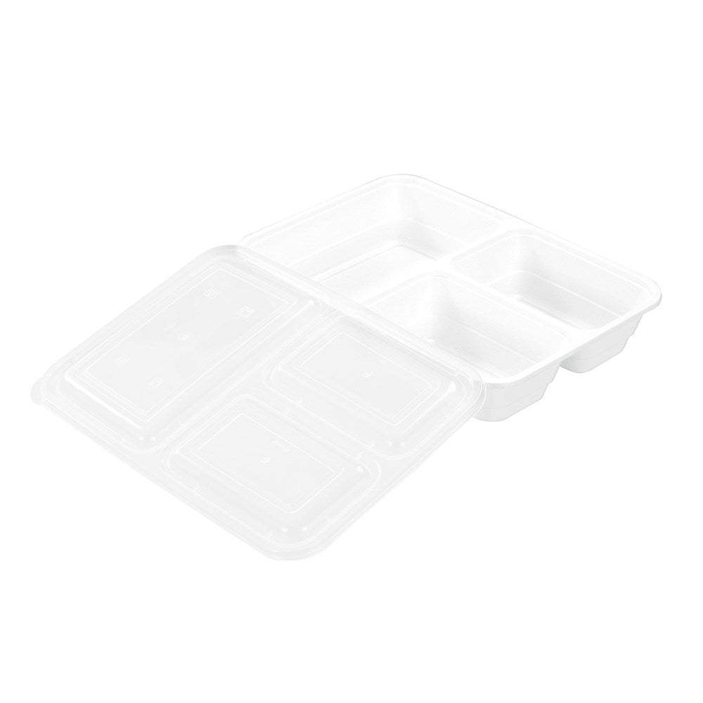 8 Pack 3 Section Reusable Food Prep Container 1200ml