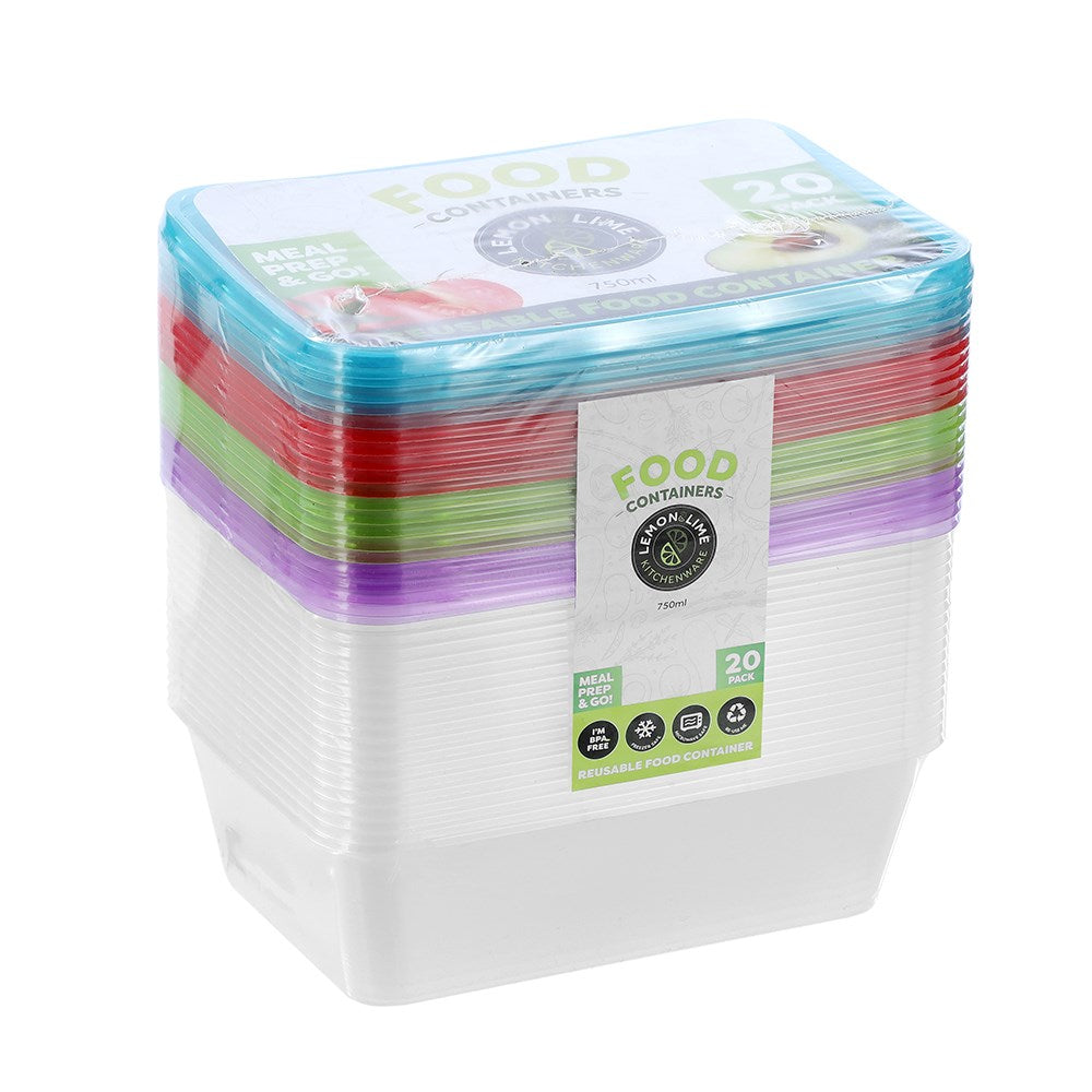 Reusable Food Container 750ml - 20 Pack