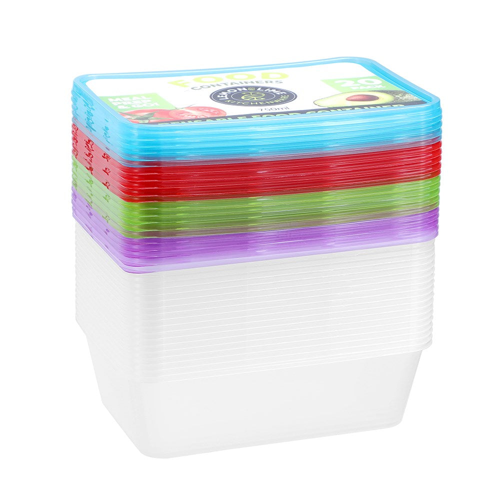 20 Pack Reusable Food Container 750ml