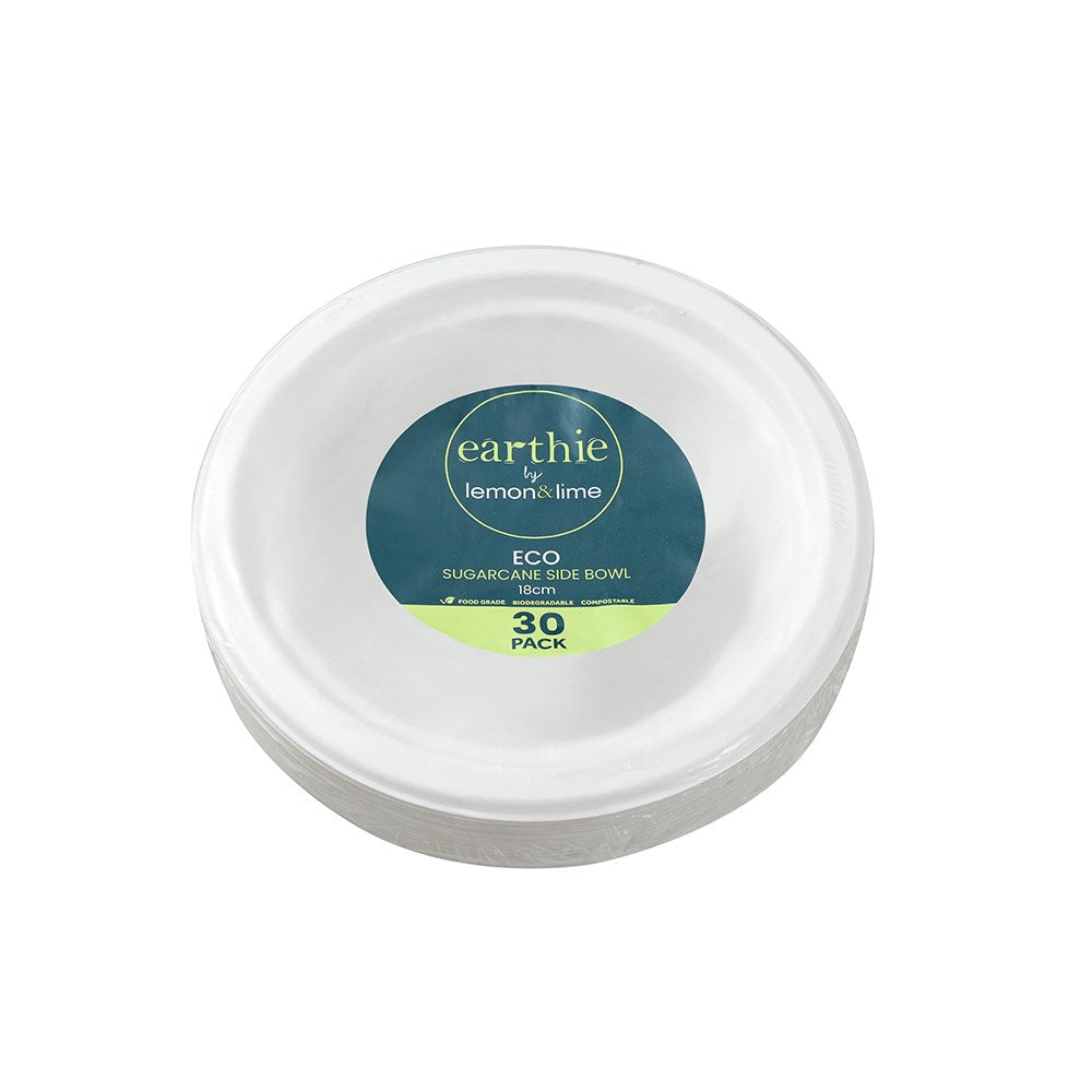Eco Sugarcane Side Bowl White 18cm 30 Pack