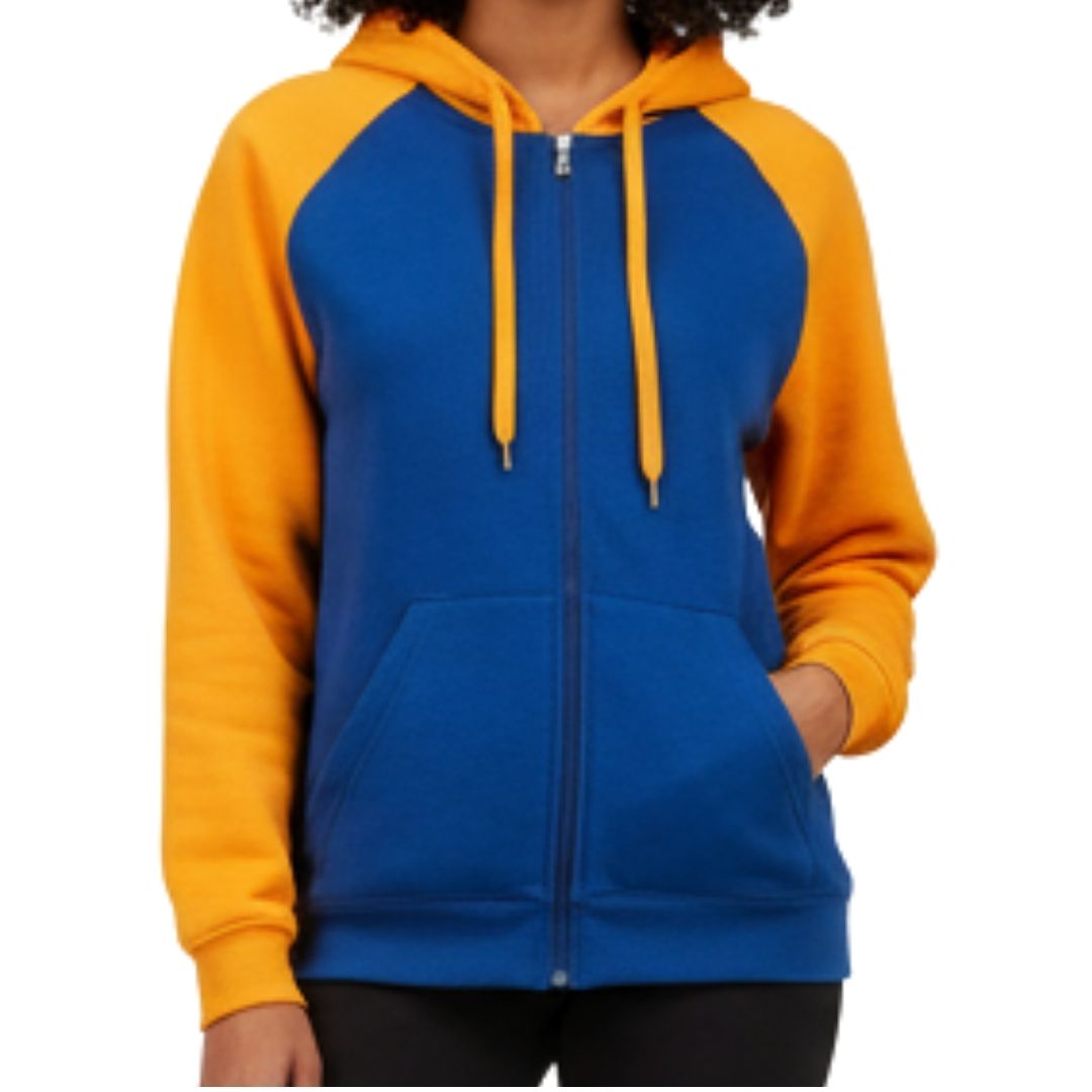 Two-Tone Full Zip Hooded Jacket