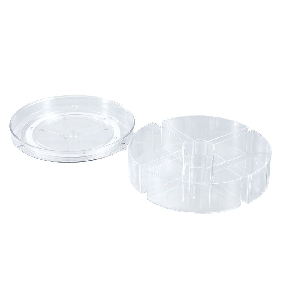 Crystal Round Turntable With 4 Bins 23.5cm