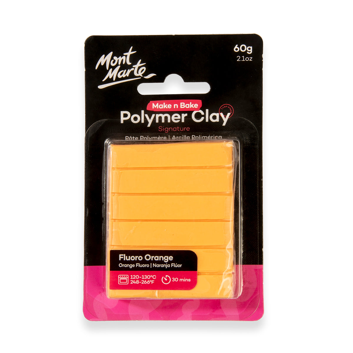 60g Polymer Clay - Fluoro Orange - Mont Marte