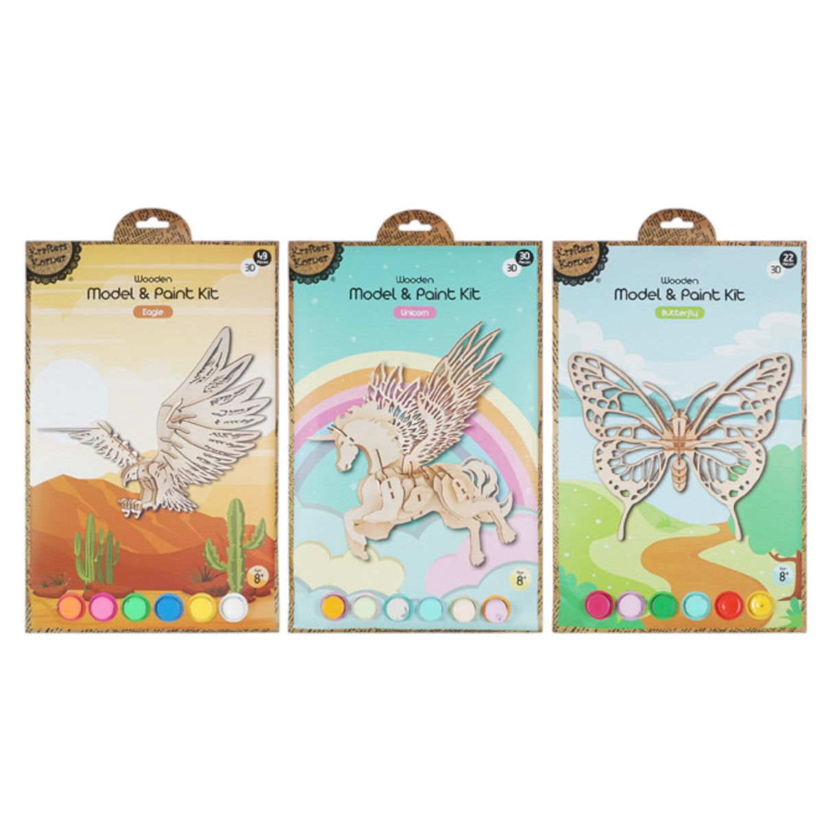 3D Wooden Puzzle Set with Paint