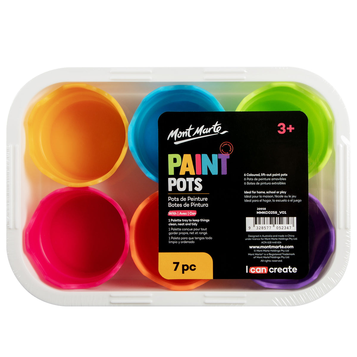 7 Piece Paint Pots with Palette - Mont Marte