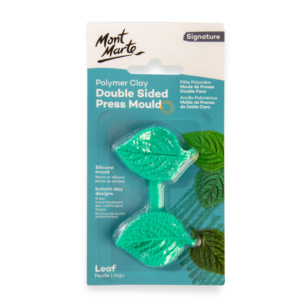 Polymer Clay Double Sided Press Mould - Leaf - Mont Marte