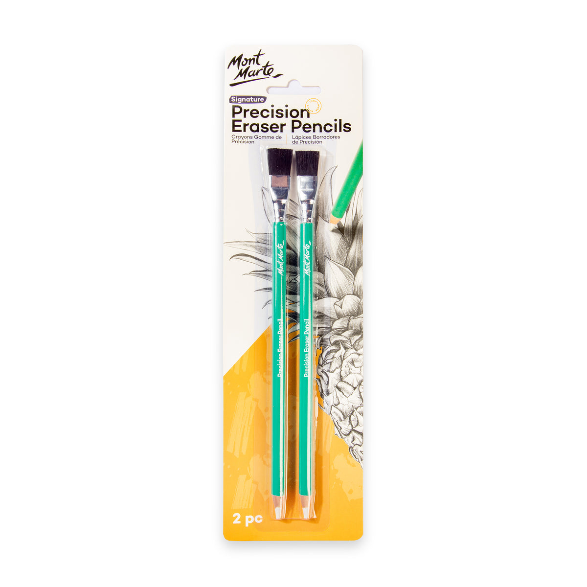 2 Pack Eraser Pencils with Taklon Brush - Mont Marte