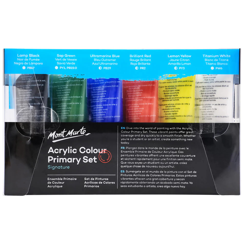 Acrylic Primary Colours - 6 Pack
