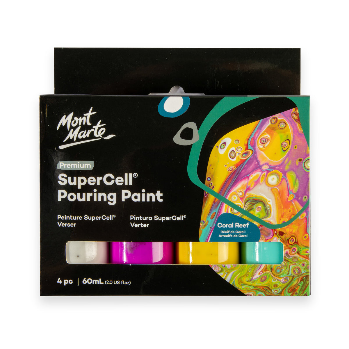 4 Pack Pouring Paint 60ml - Coral Reef - Mont Marte