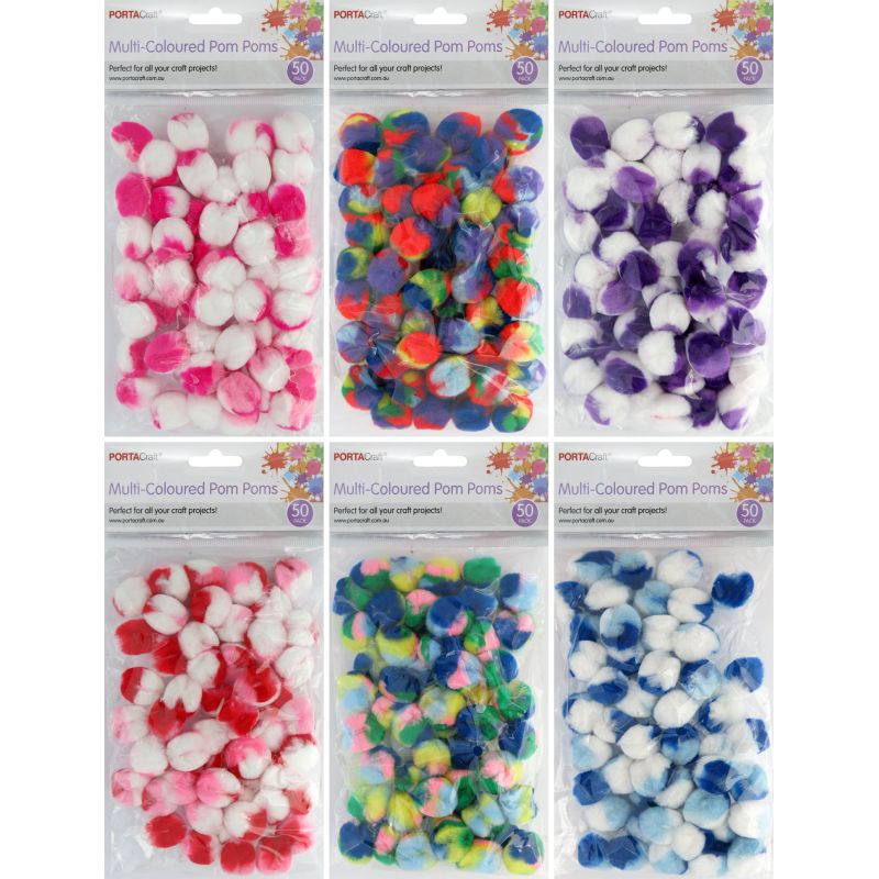 Assorted Pom Poms - 50 Pack