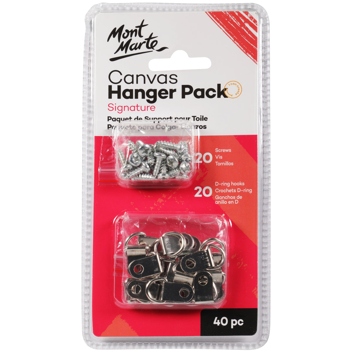 20 Pack D-Ring Canvas Hanger with Screws - Mont Marte