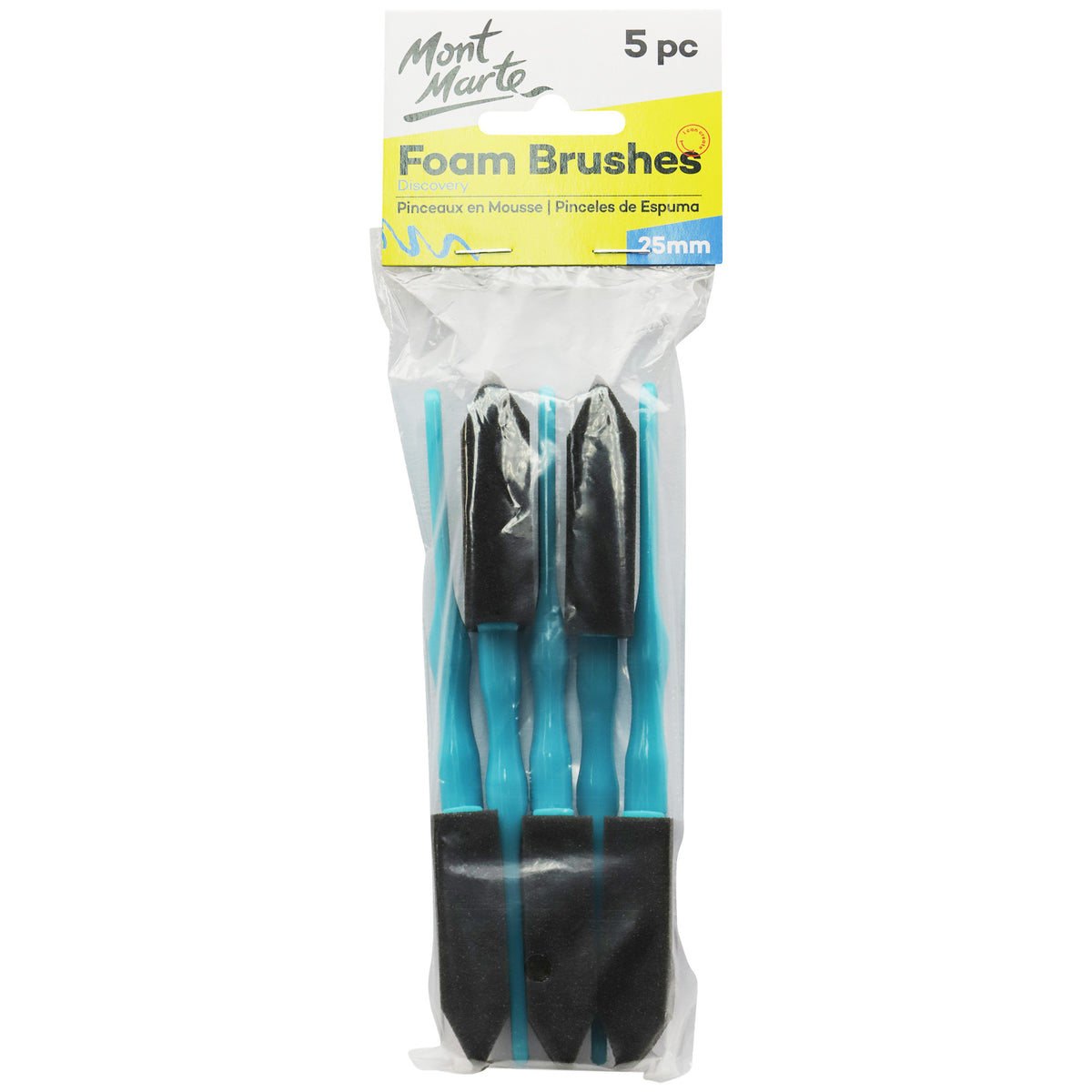 5 Pack 25mm Foam Brushes - Mont Marte
