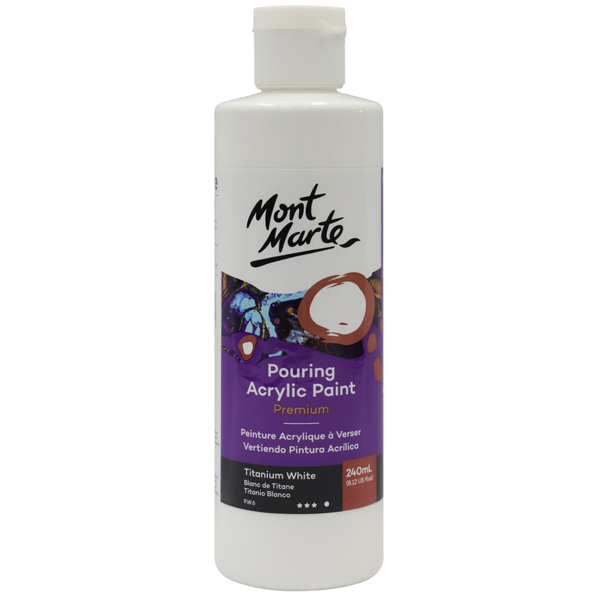 Pouring Acrylic Paint 240ml - Titanium White - Mont Marte