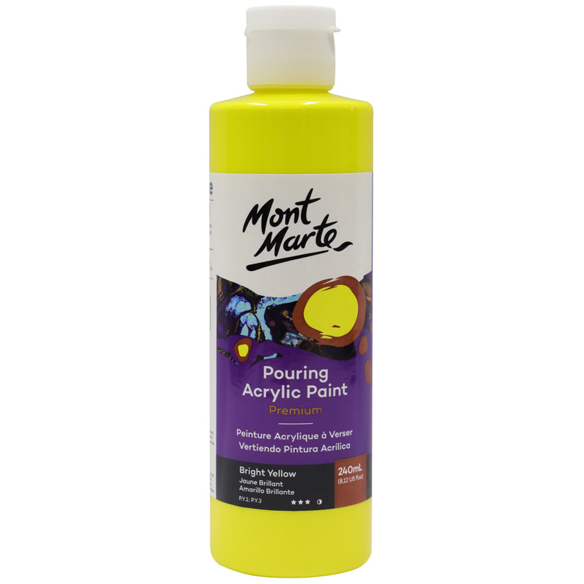 Pouring Acrylic Paint 240ml - Bright Yellow - Mont Marte