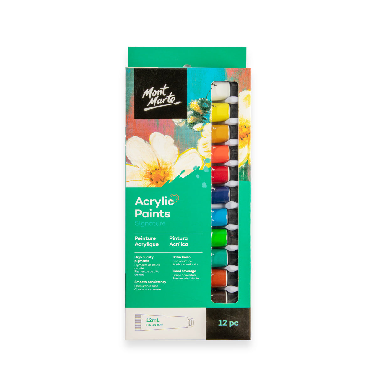 12 Pack Acrylic Paint Tubes 12ml - Assorted - Mont Marte