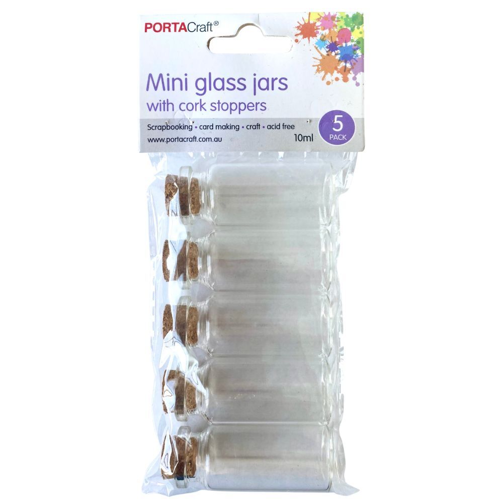 Mini Craft Glass Jars with Cork Lid - 5 Pack