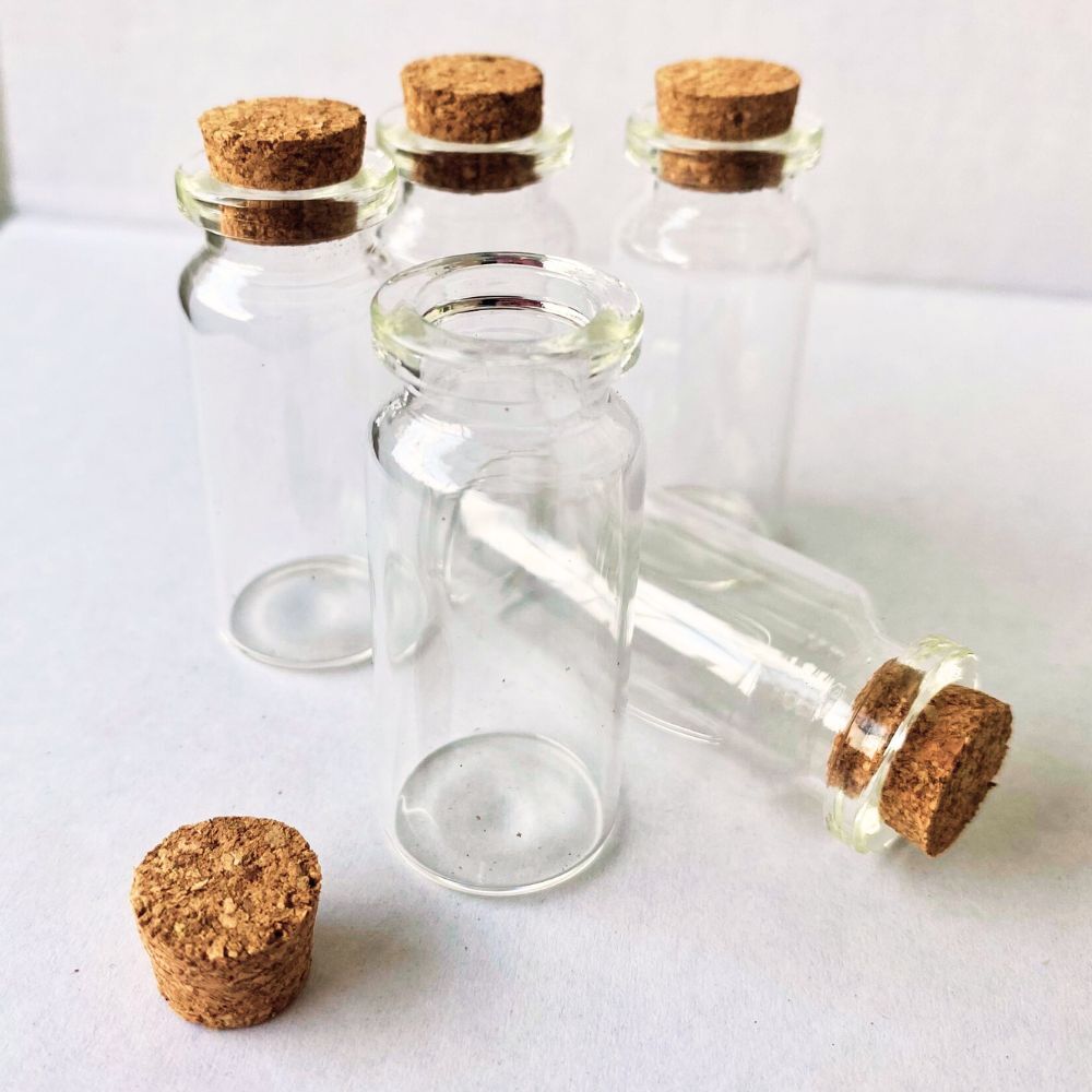 Mini Craft Glass Jars with Cork Lid - 5 Pack