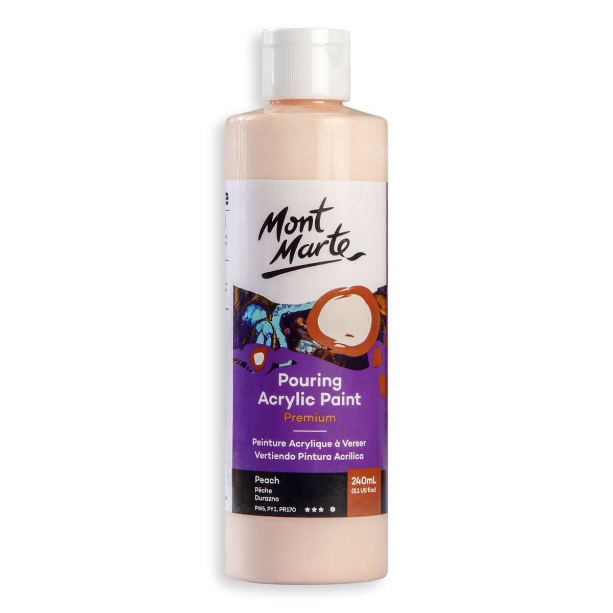 Pouring Acrylic Paint 240ml - Peach - Mont Marte