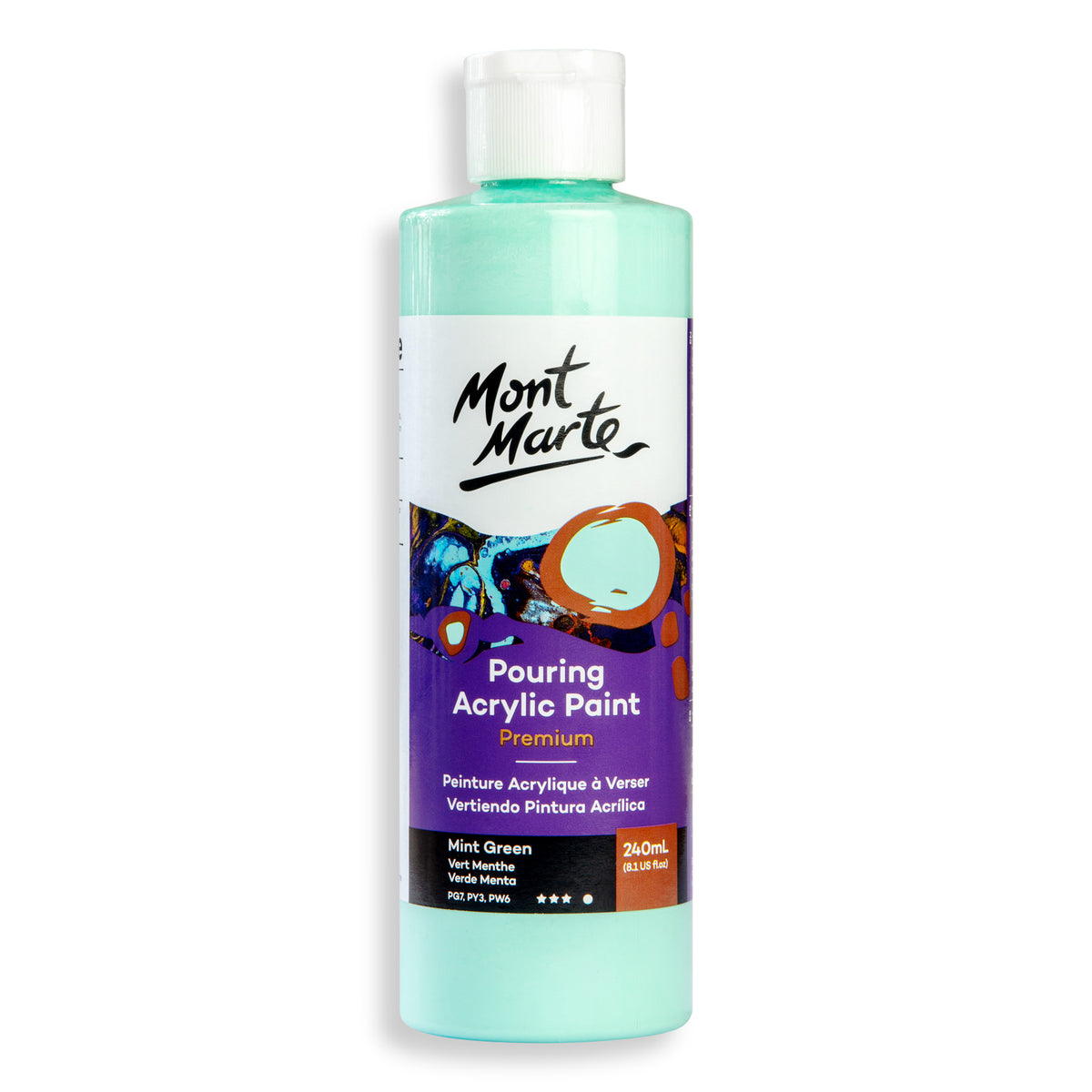 Pouring Acrylic Paint 240ml - Mint Green - Mont Marte