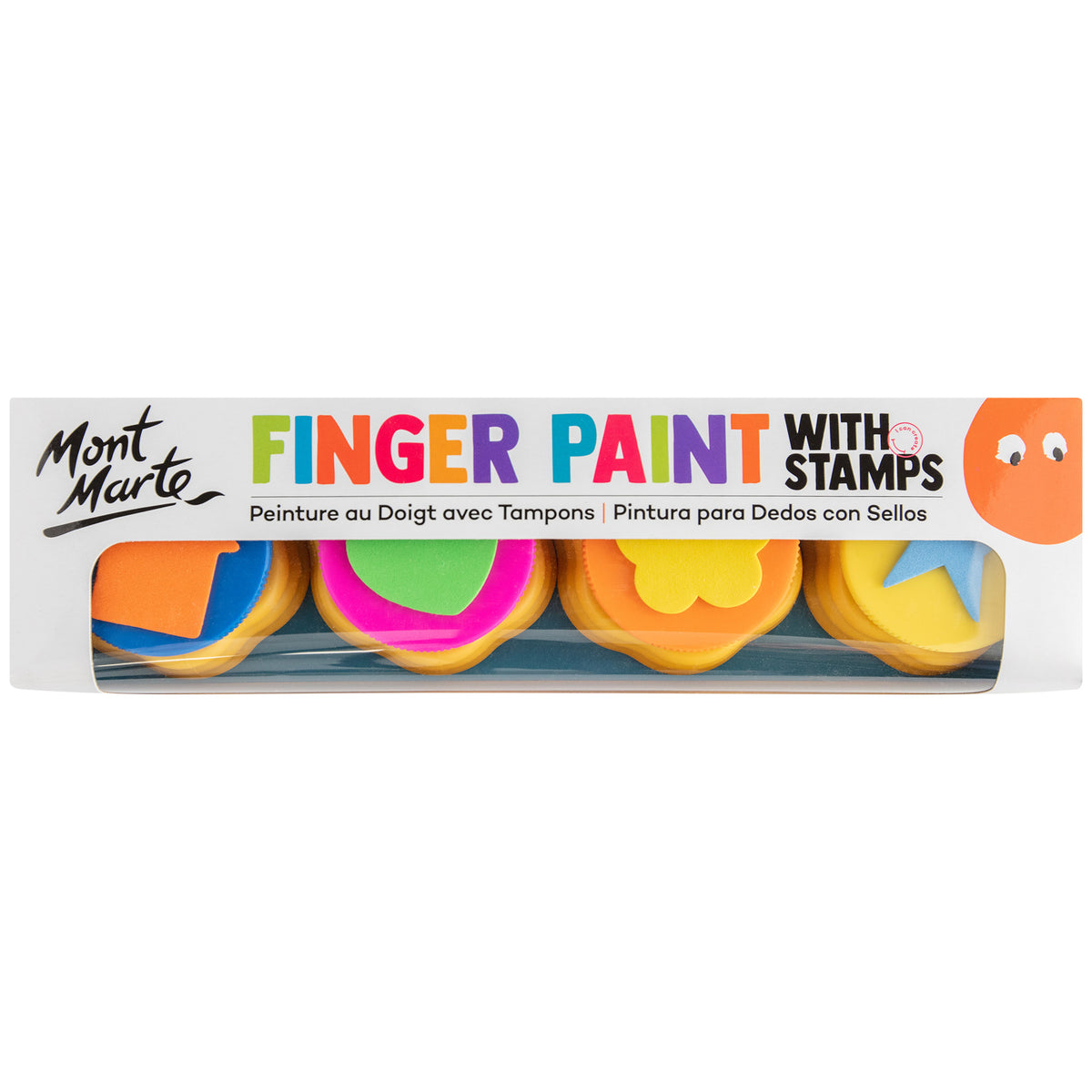 4 Pack Finger Paint Set with Foam Stamps - Mont Marte