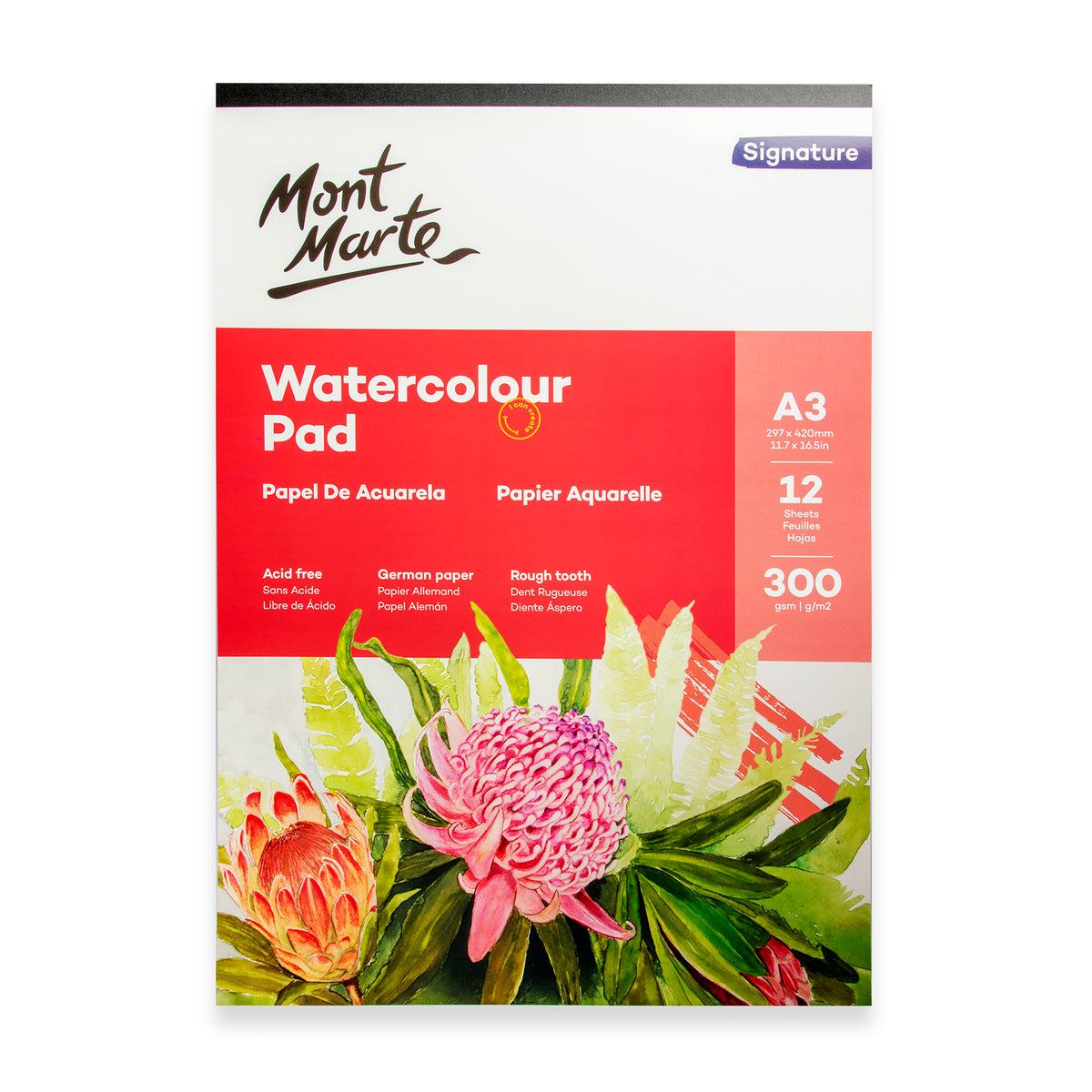 Watercolour Pad A3 300gsm German Paper 12 Sheet - Mont Marte