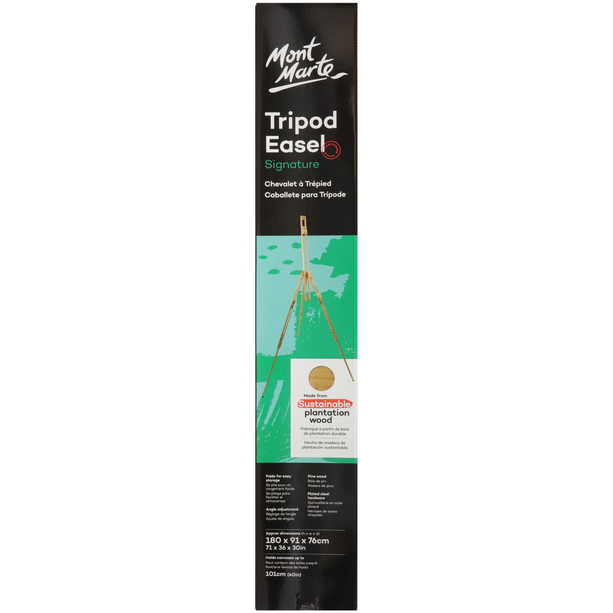Tripod Easel with Telescopic Legs - Pine Wood - Mont Marte