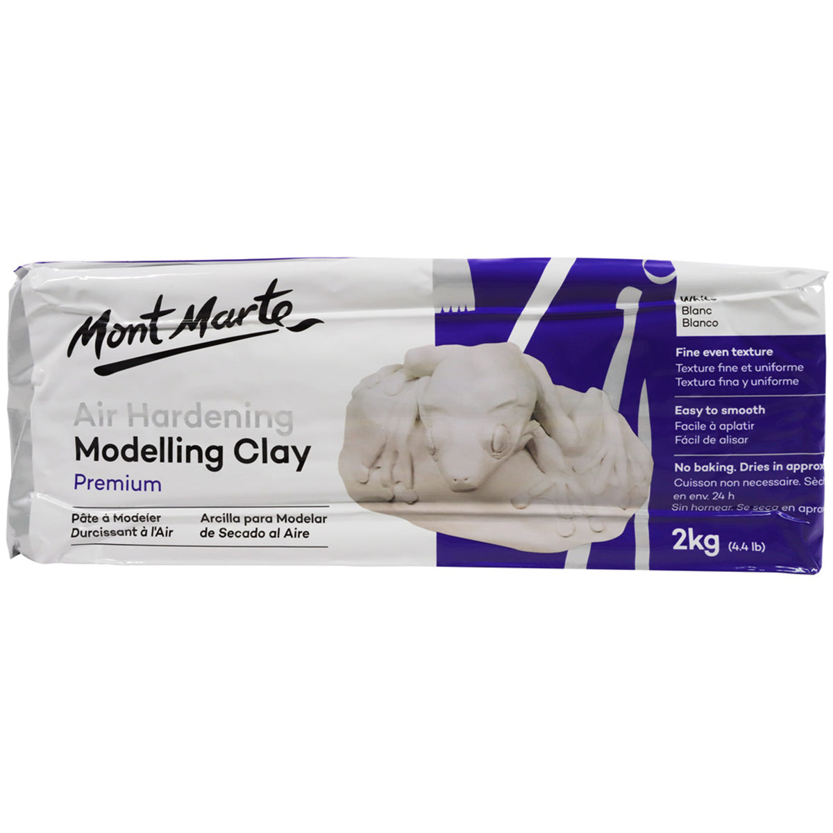 Air Hardening Modelling Clay Premium 2kg - White - Mont Marte