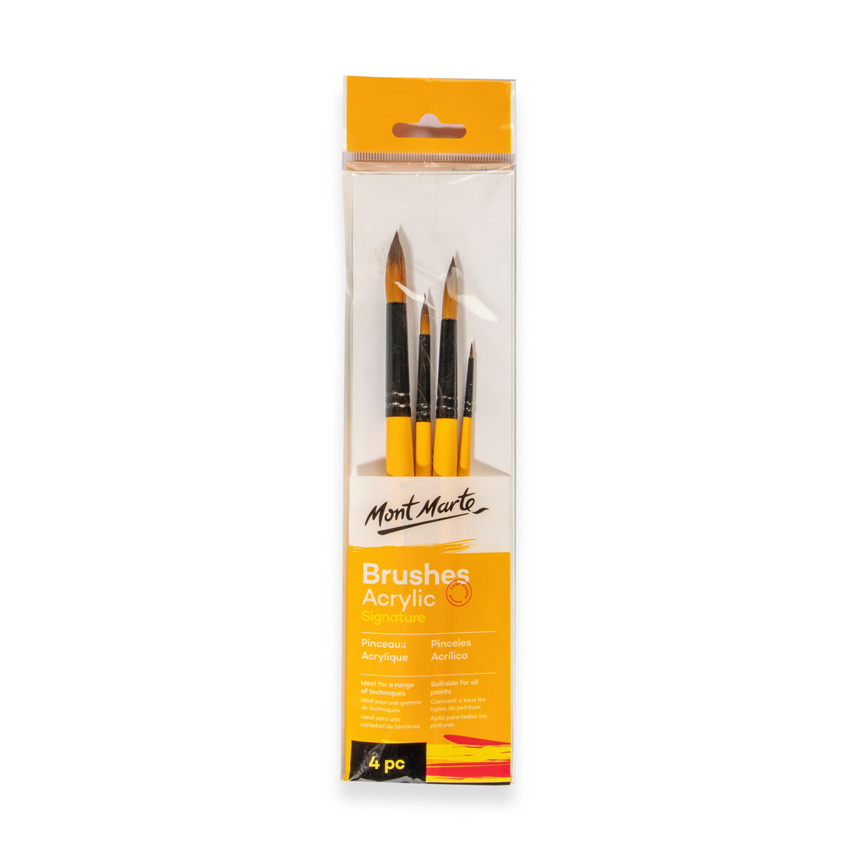 4 Piece Acrylic Paint Brush Set - Taklon - Mont Marte
