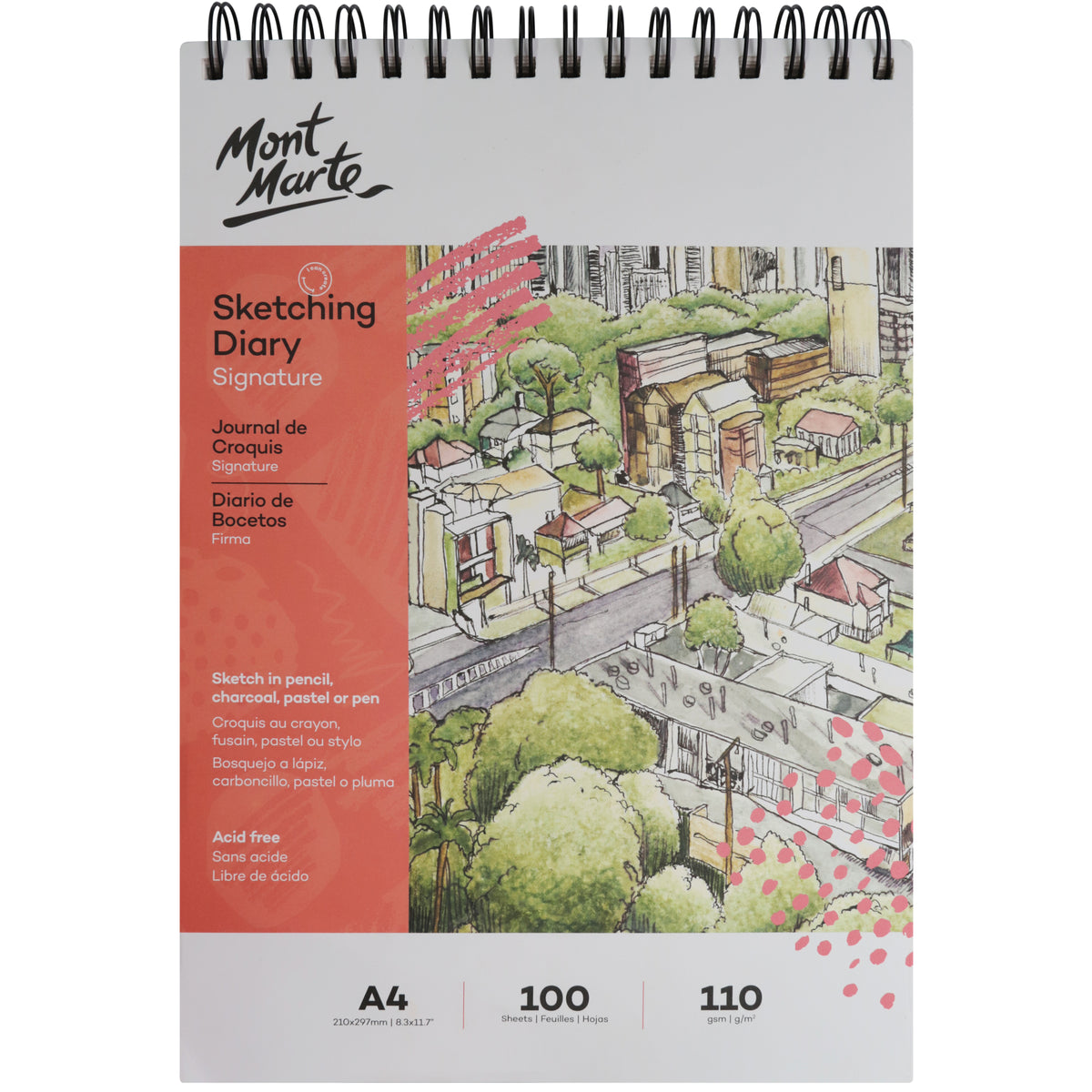 100 Sheet Sketching Diary A4 110gsm - White - Mont Marte