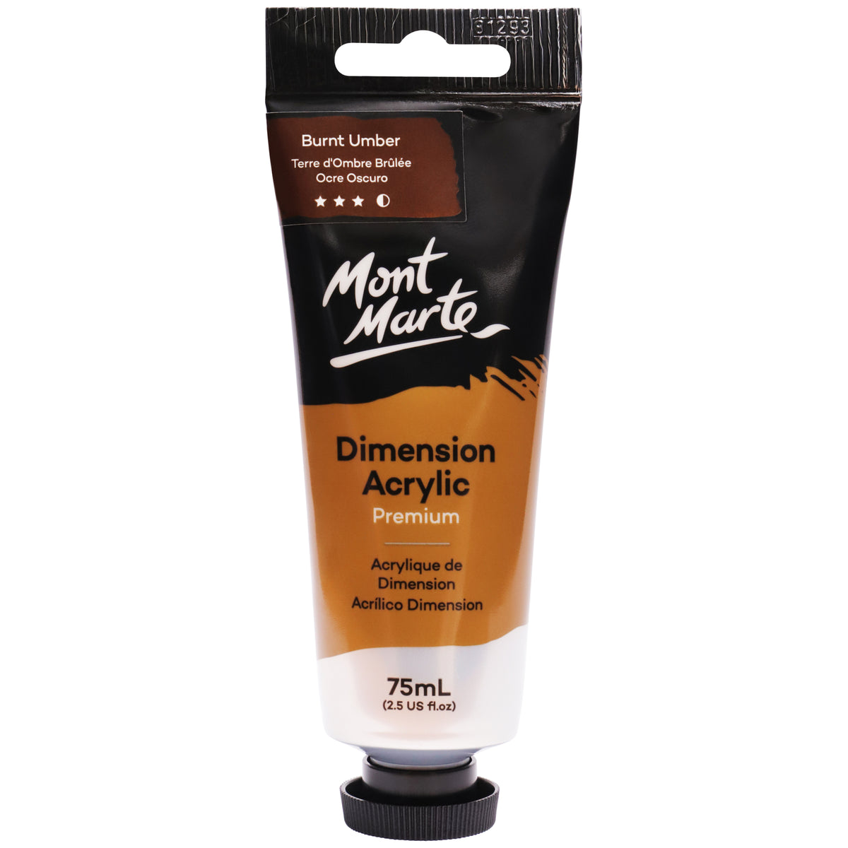 75ml Dimension Acrylic Premium Paint Tube - Burnt Umber - Mont Marte
