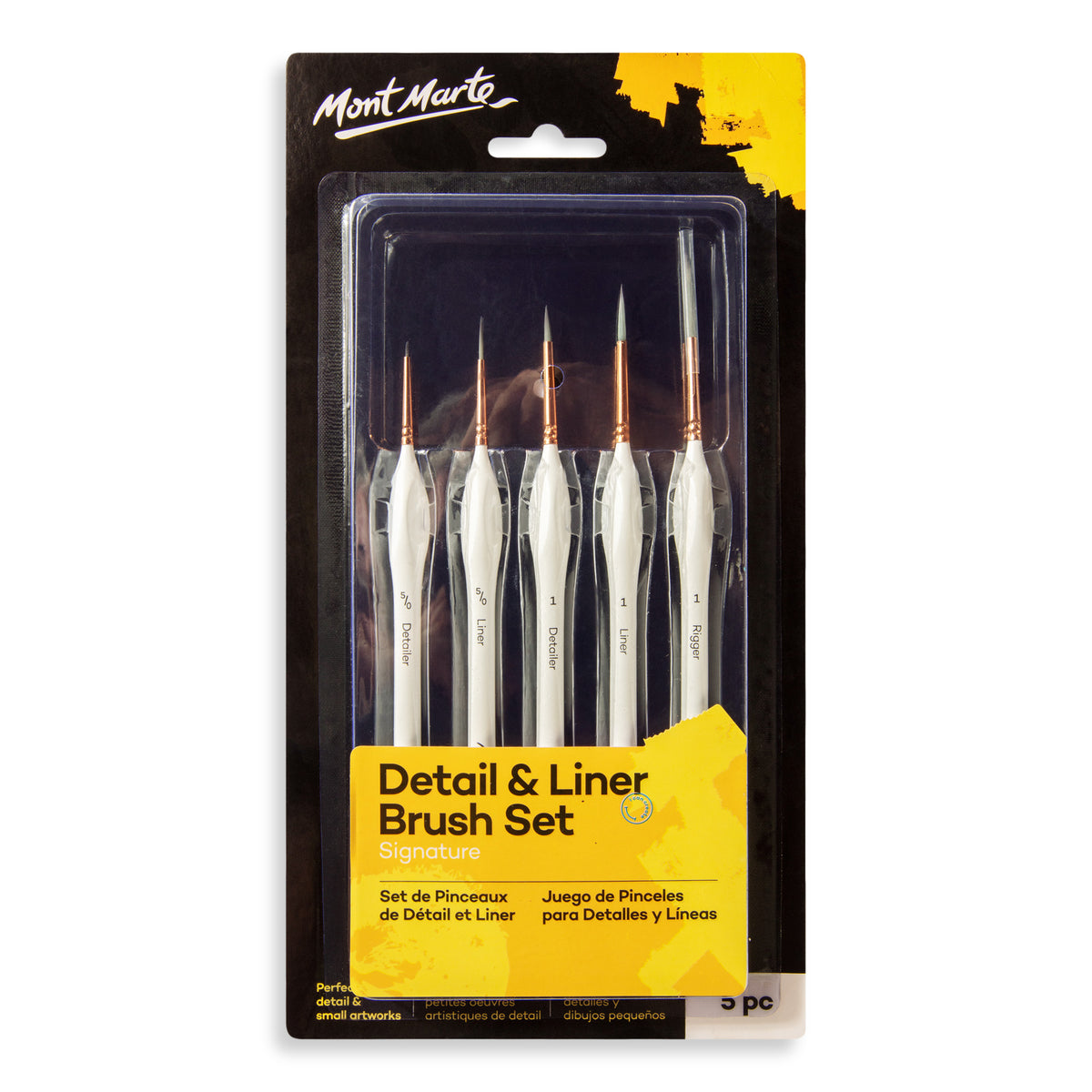 5 Piece Detail and Liner Brush Set - Mont Marte