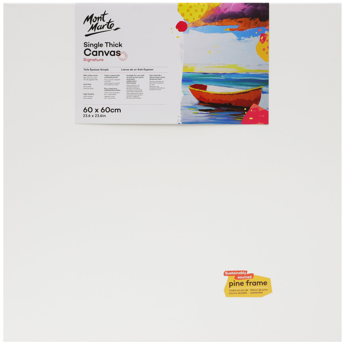 60 x 60cm Single Thick Stretched Canvas - Mont Marte