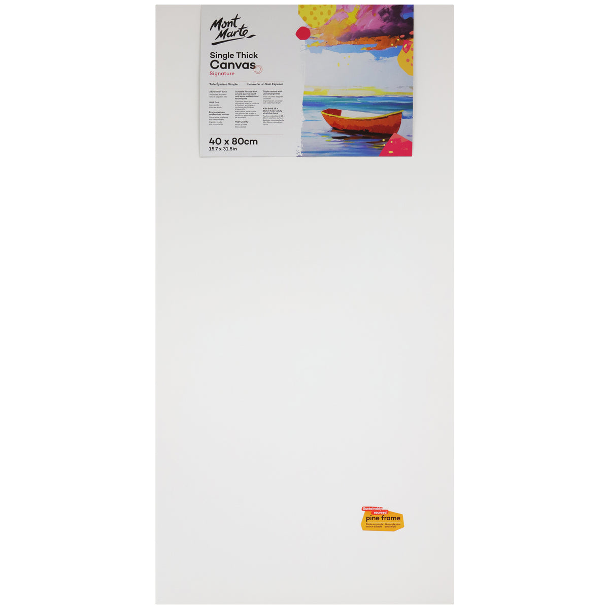 Single Thick Canvas 40 x 80cm - White - Mont Marte