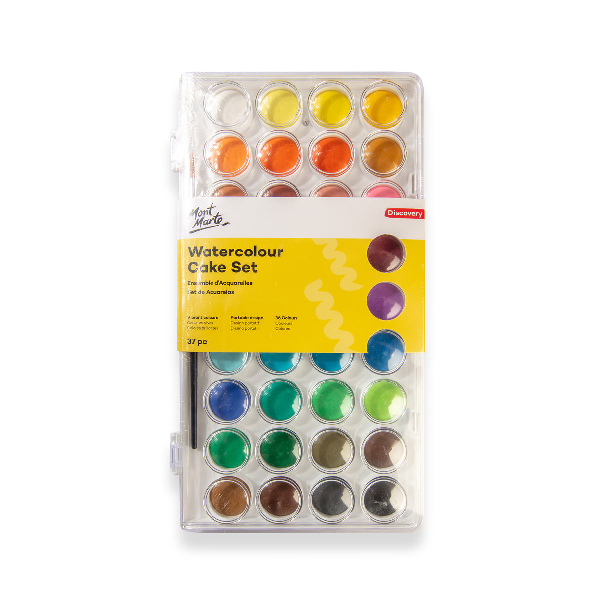 37 Piece Watercolour Cake Set with Mixing Wells - 36 Colours - Mont Marte