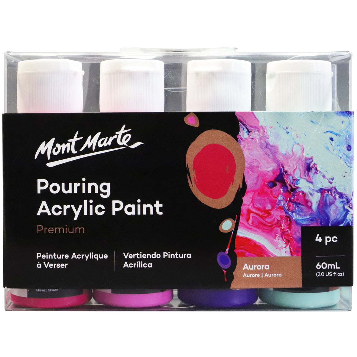 4 Pack Pouring Acrylic Paint 60ml - Aurora - Mont Marte