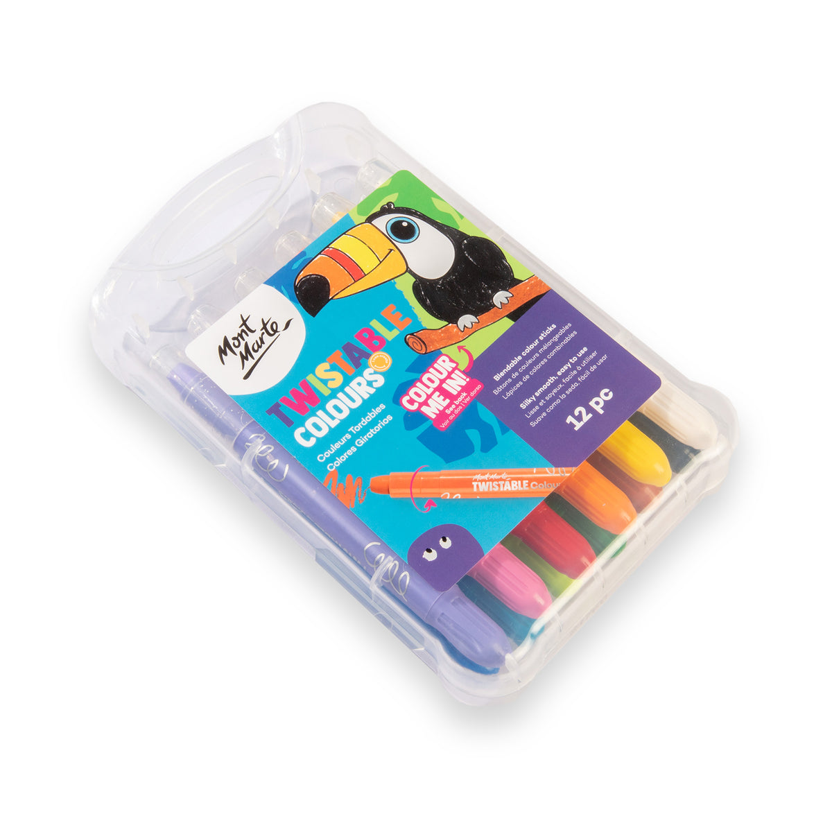 12 Pack Twistable Colour Sticks in Case - Mont Marte