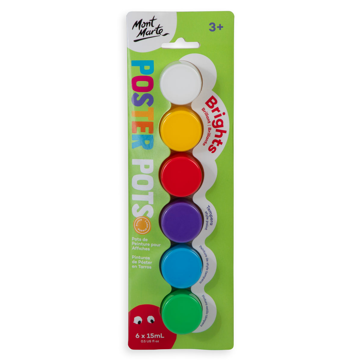 6 Pack Poster Paint Pots 15ml - Brights - Mont Marte