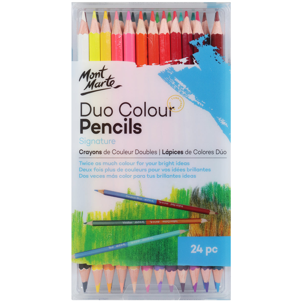 24 Pack Duo Double-Ended Colour Pencils - 48 Colours - Mont Marte