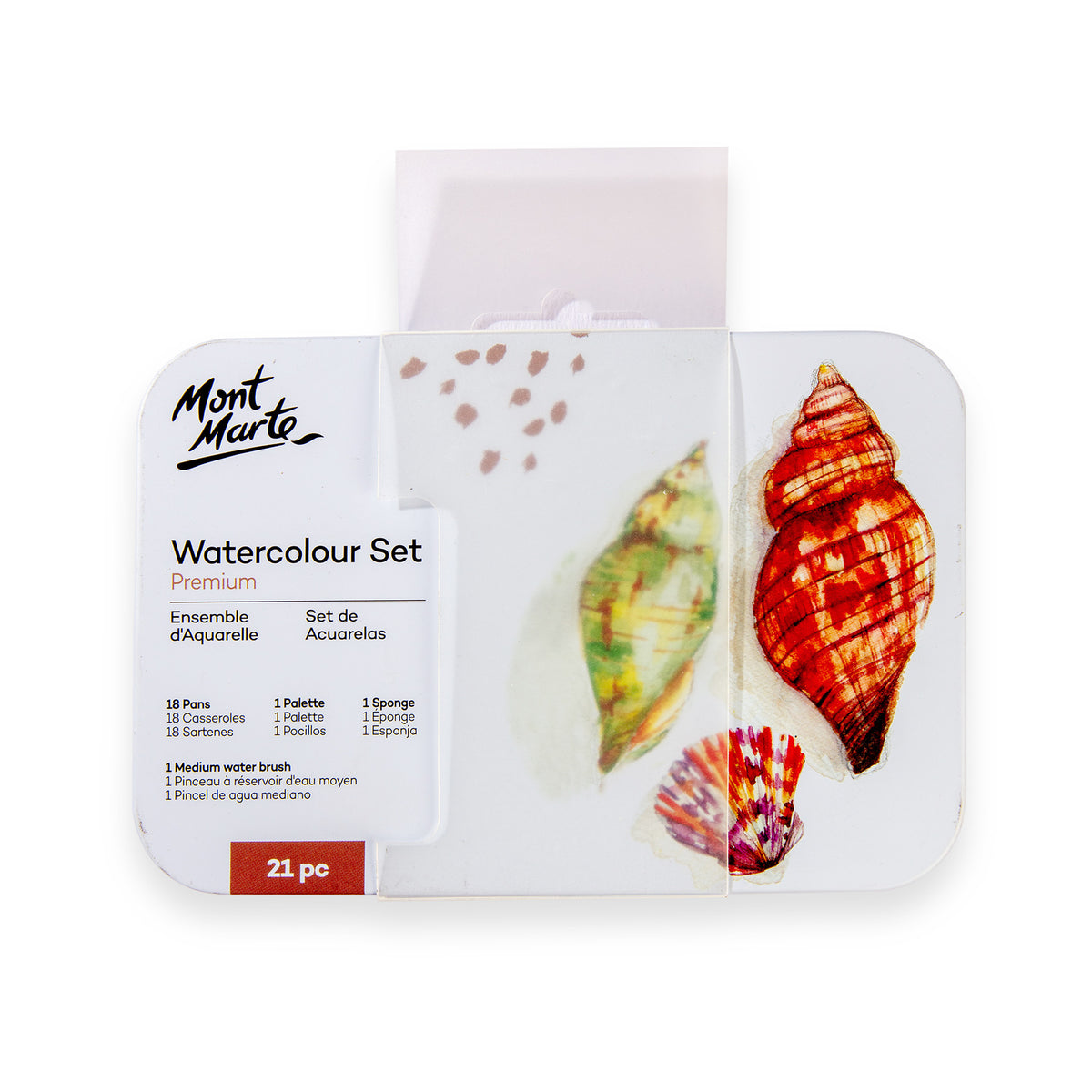 21 Piece Premium Watercolour Set with Water Brush Pen and Palette - Mont Marte