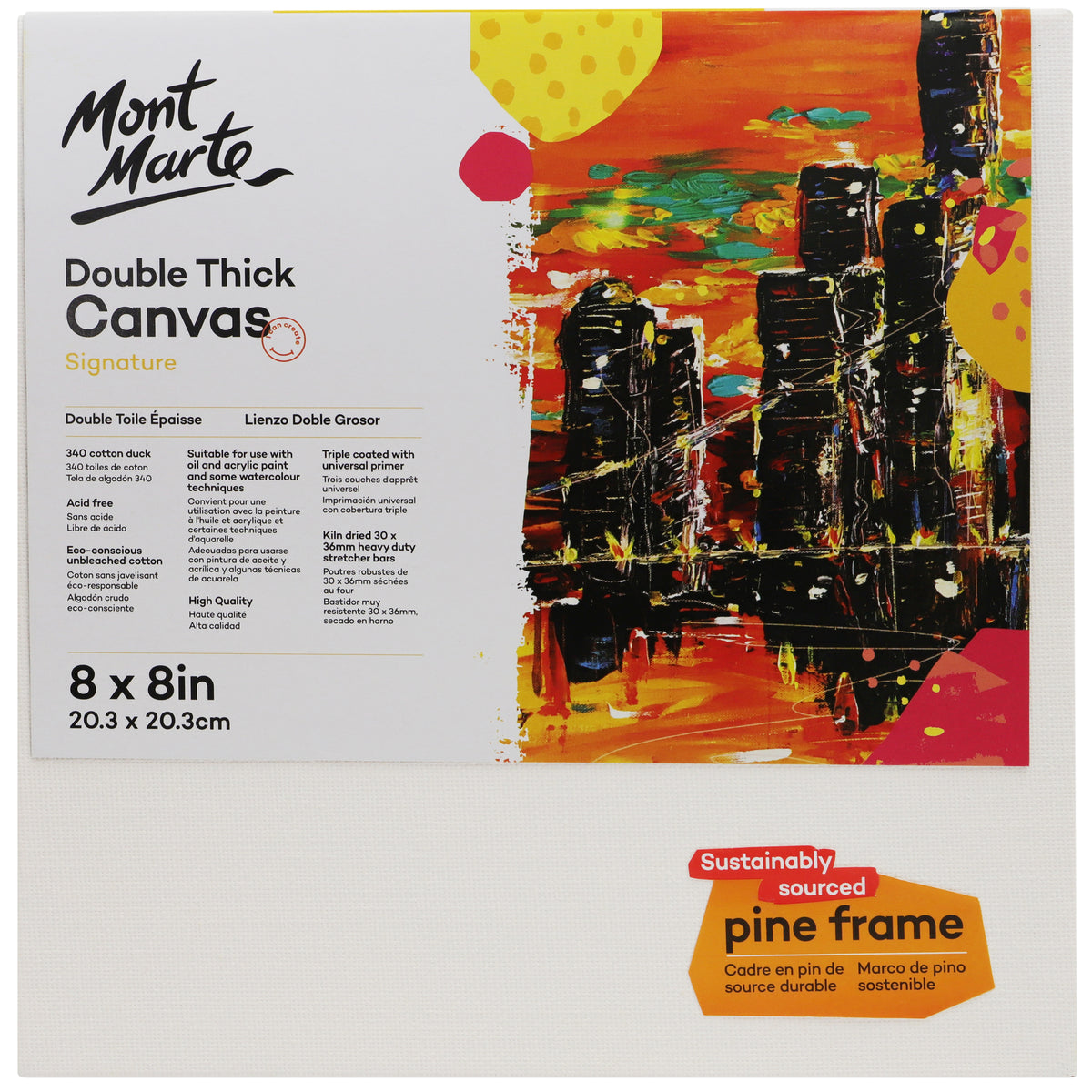 Double Thick Canvas 20.3 x 20.3cm - White - Mont Marte